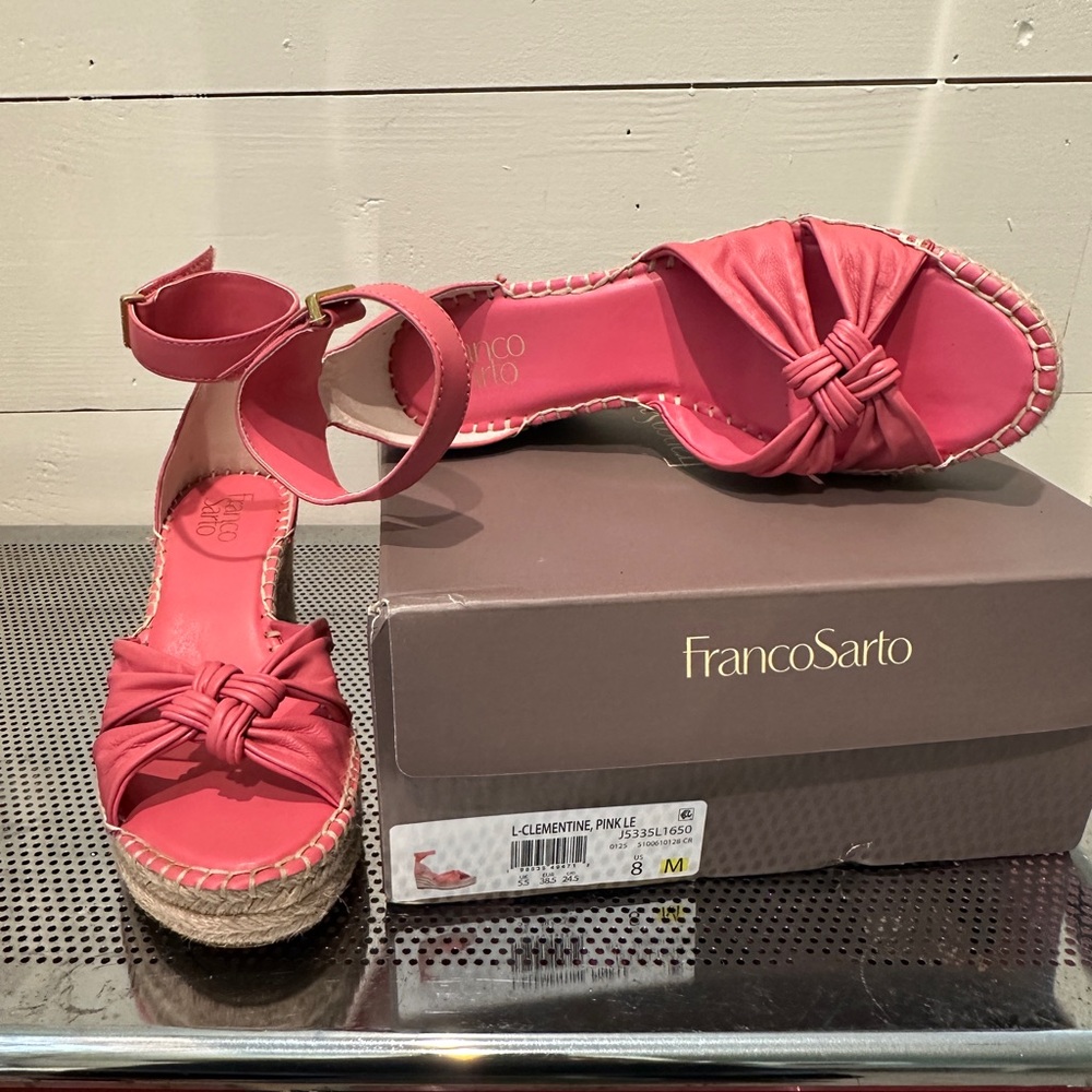 Franco Sarto Pink Espadrille Sandals with Bow Detail
